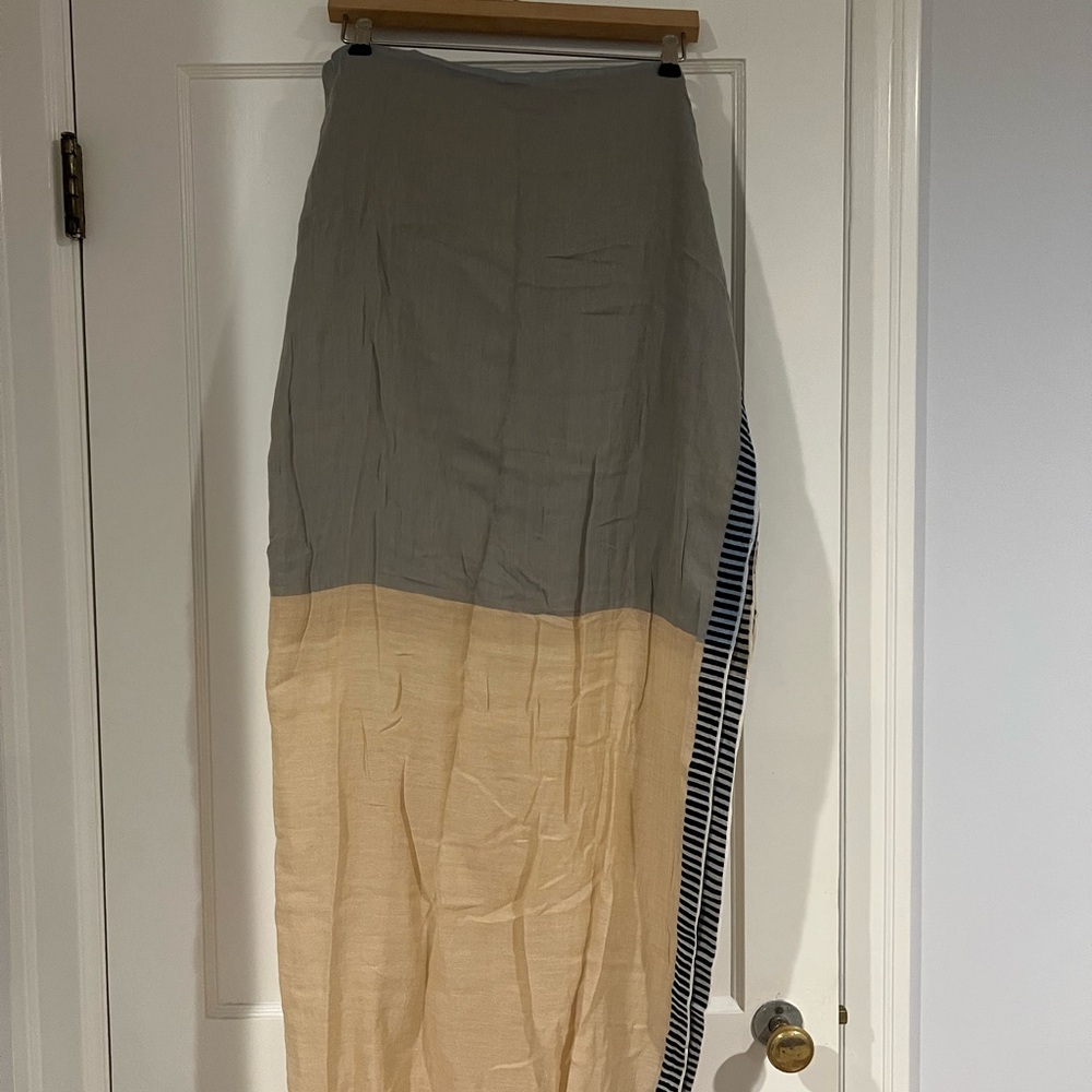Striped Blue and Tan Scarf - Picture 2 of 3